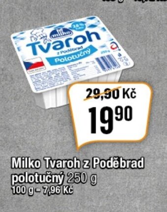 TEMPO Milko Tvaroh z Poděbrad polotučný 250 g nabídka