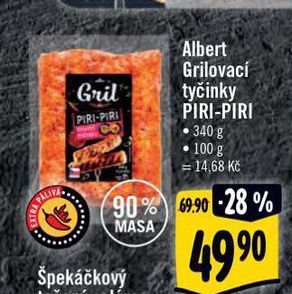 Albert Grilovací tyčinky piri-piri nabídka