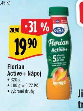 Albert Florian active+ nápoj nabídka