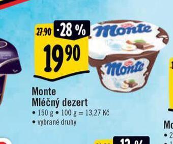Albert Monte mléčný dezert nabídka