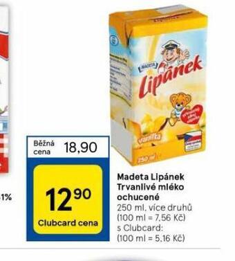 Tesco Madeta lipánek trvanlivé mléko ochucené nabídka