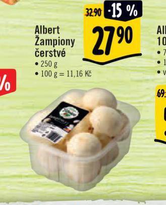 Albert Žampiony čerstvé nabídka