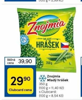 Tesco Znojmia mladý hrášek nabídka