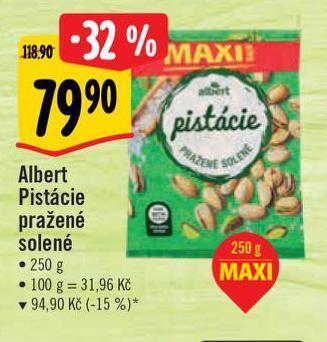 Albert Pistácie pražené solené nabídka