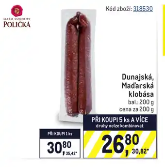 Makro Dunajská, Madarská klobása 200g nabídka