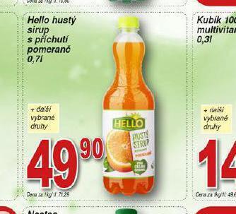 Hruška Hello hustý sirup s příchutí pomeranč nabídka