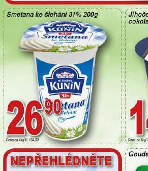 Hruška Kunín smetana ke šlehání 31% nabídka