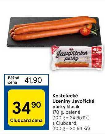 Tesco Kostelecké uzeniny javořické párky klasik 170 g nabídka