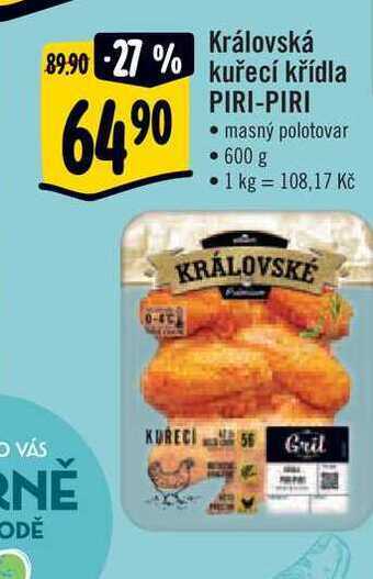 Albert Královská  kuřecí křídla piri-piri 600 g nabídka