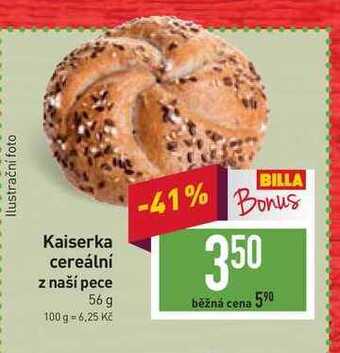 Billa Kaiserka cereální z naší pece 56 g nabídka