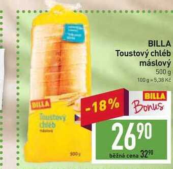 Billa Billa toustový chléb máslový 500 g nabídka