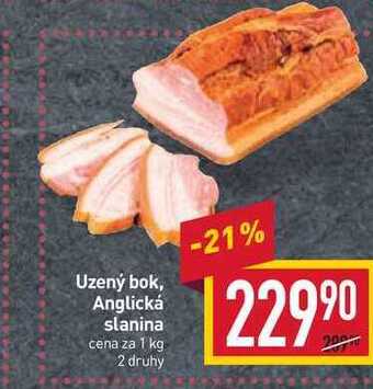 Billa Uzený bok, anglická slanina cena za 1 kg nabídka