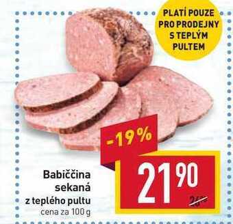 Billa Babiččina sekaná z teplého pultu cena za 100 g nabídka