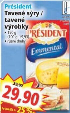 Norma Président Tavené sýry / tavené výrobky nabídka