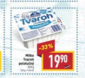 Billa Milko tvaroh nabídka