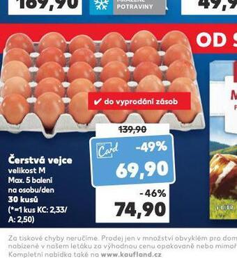 Kaufland Čerstvá vejce m 30 ks nabídka