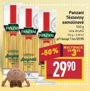 Billa Panzani těstoviny nabídka