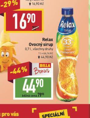 Billa Relax ovocný sirup nabídka