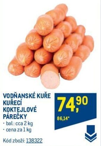 Makro VODŇANSKÉ KUŘE KUŘECÍ KOKTEJLOVÉ PÁREČKY nabídka