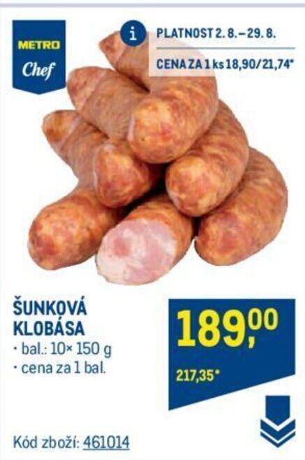 Makro ŠUNKOVÁ KLOBÁSA nabídka