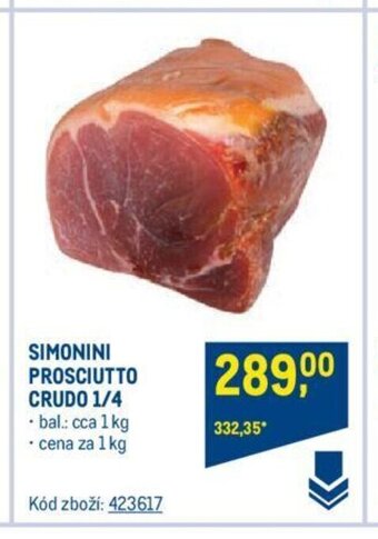 Makro SIMONINI PROSCIUTTO CRUDO 1/4 nabídka