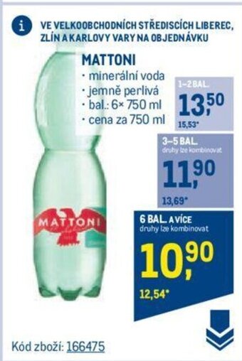 Makro MATTONI • minerální voda nabídka