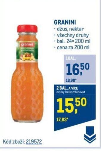 Makro GRANINI . džus, nektar • všechny druhy nabídka
