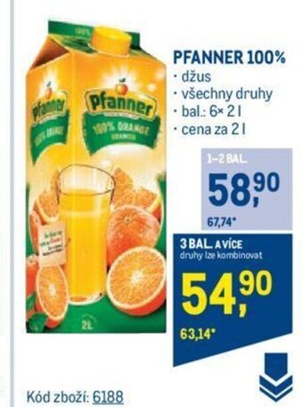 Makro PFANNER 100% džus nabídka