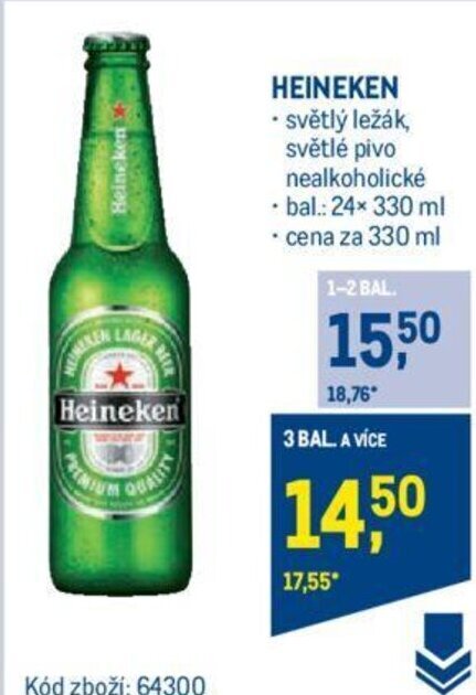 Makro HEINEKEN • světlý ležák, světlé pivo nabídka