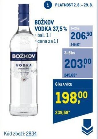 Makro BOŽKOV VODKA 37,5% nabídka