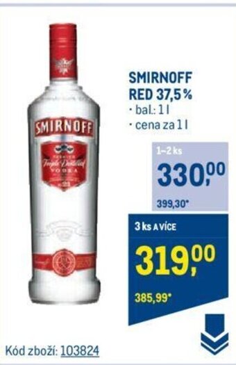 Makro SMIRNOFF RED 37,5% nabídka