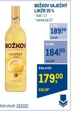 Makro BOŽKOV VAJEČNÝ LIKER 15% nabídka