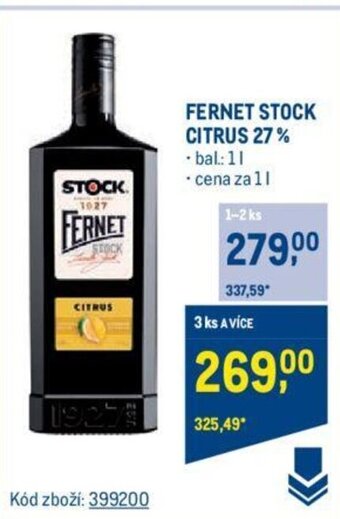 Makro FERNET STOCK CITRUS 27% nabídka