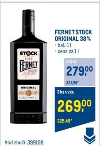 Makro FERNET STOCK ORIGINAL 38% nabídka