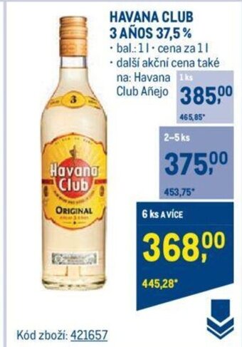 Makro HAVANA CLUB 3 AÑOS 37,5% nabídka