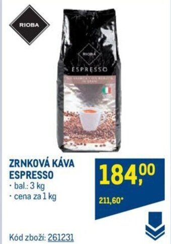 Makro ZRNKOVÁ KÁVA ESPRESSO .bal.: 3 kg nabídka