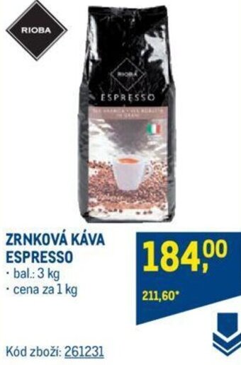 Makro ZRNKOVÁ KÁVA ESPRESSO nabídka