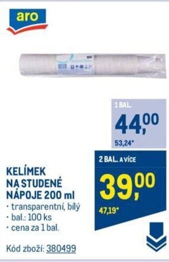 Makro KELÍMEK NA STUDENÉ NÁPOJE 200 ml nabídka