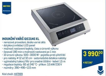Makro INDUKČNÍ VAŘIČ GIC3140 XL nabídka