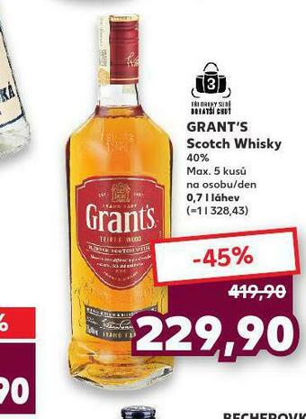 Kaufland Grant´s scotch whisky nabídka