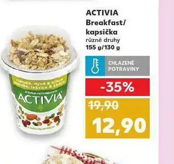 Kaufland Activia breakfast / kapsička nabídka