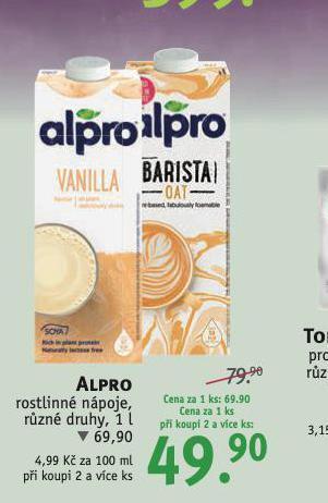 Rossmann Alpro rostlinné nápoje nabídka