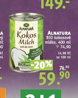 Rossmann Alnature bio kokosové mléko nabídka