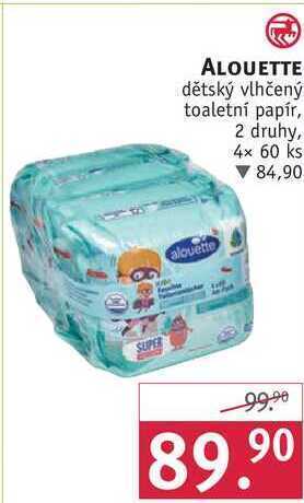 Rossmann Alouette dětský vlhčený toaletní papír, 4x 60 ks nabídka