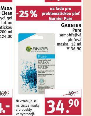 Rossmann Garnier pure samohřejivá pleťová maska nabídka