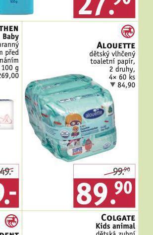 Rossmann Alouette dětský vlhčený toaletní papír nabídka