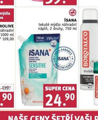Rossmann Isana tekuté mýdlo náhradní náplň nabídka