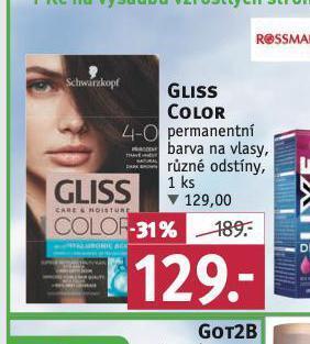 Rossmann Gliss color permanentní barva na vlasy nabídka