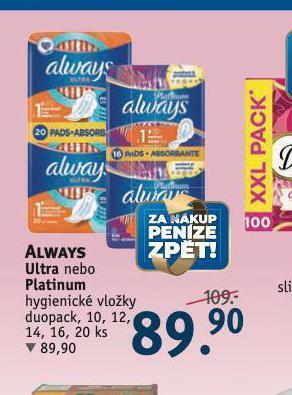 Rossmann Always dámské vložky nabídka