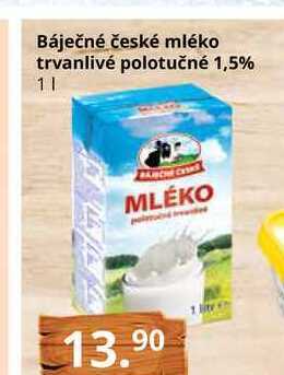 Potraviny CZ Báječné české mléko trvanlivé polotučné 1,5% 1l nabídka